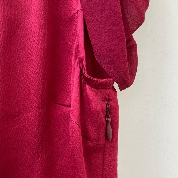 Max Studio 100% Silk Dress Sheer Sleeves Red Size 2 - Picture 3 of 5